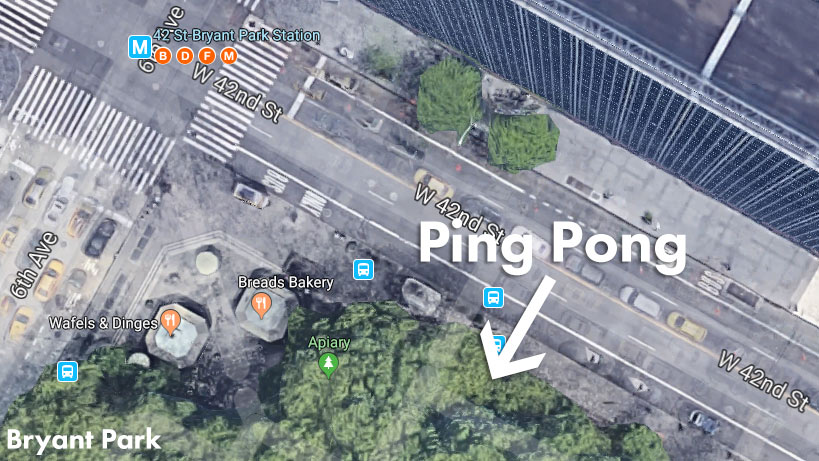 bryant park ping ping location map