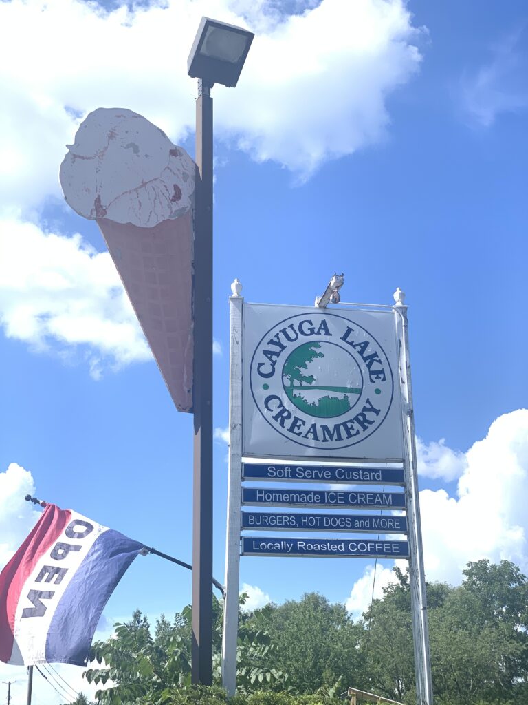 cayuga lake creamery sign