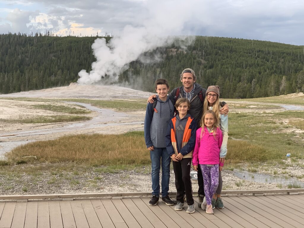 family photo yellowstone old faithful