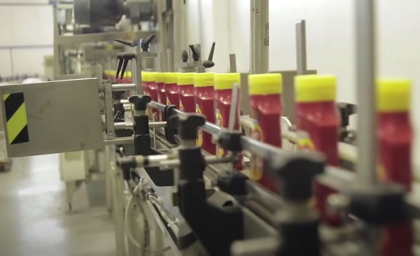 ketchup bottles assembly line