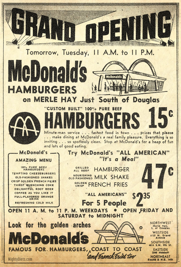 mcdonalds menu 1950s