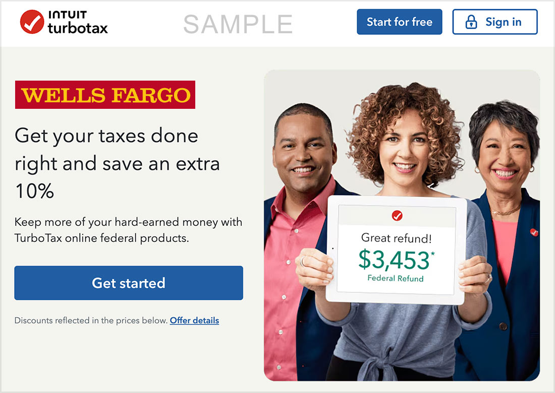 wells fargo turbotax promo
